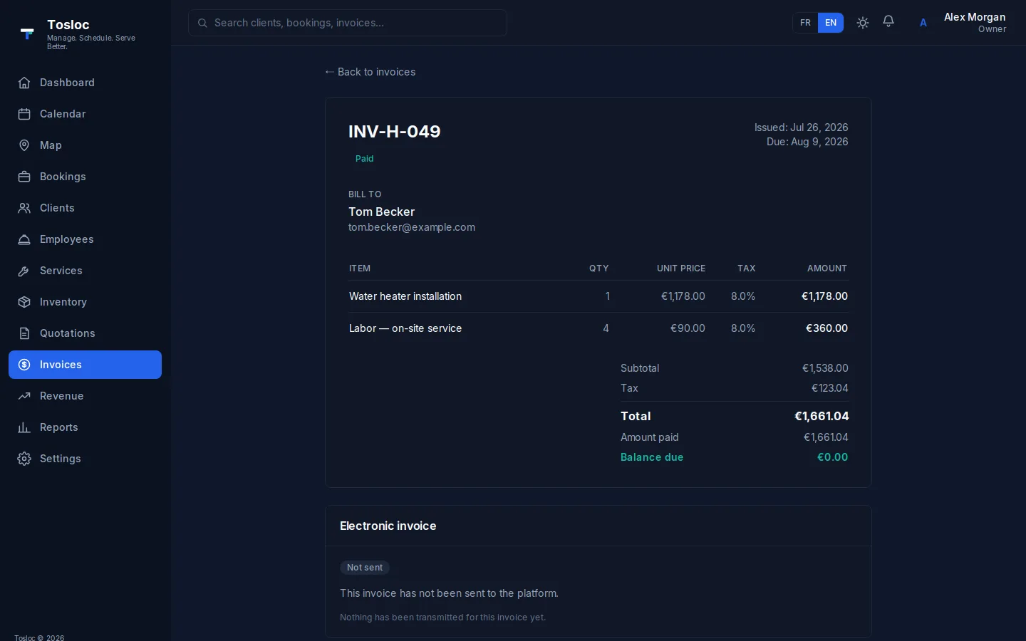 Invoice with e-invoicing