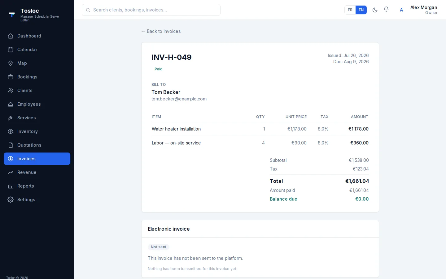 Invoice with e-invoicing