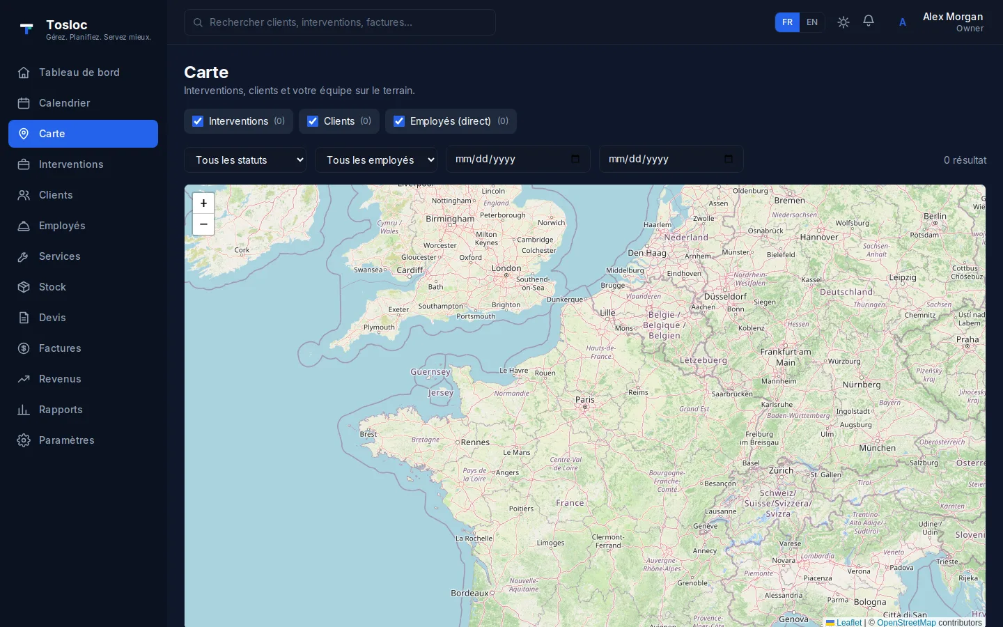 Carte des interventions